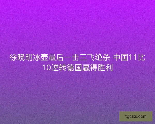 徐晓明冰壶最后一击三飞绝杀 中国11比10逆转德国赢得胜利