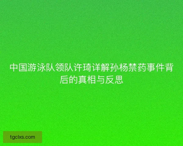 中国游泳队领队许琦详解孙杨禁药事件背后的真相与反思 中国游泳队领队许琦详解孙杨禁药事件背后的真相与反思
