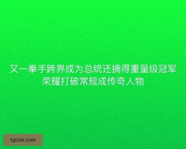 又一拳手跨界成为总统还摘得重量级冠军荣耀打破常规成传奇人物