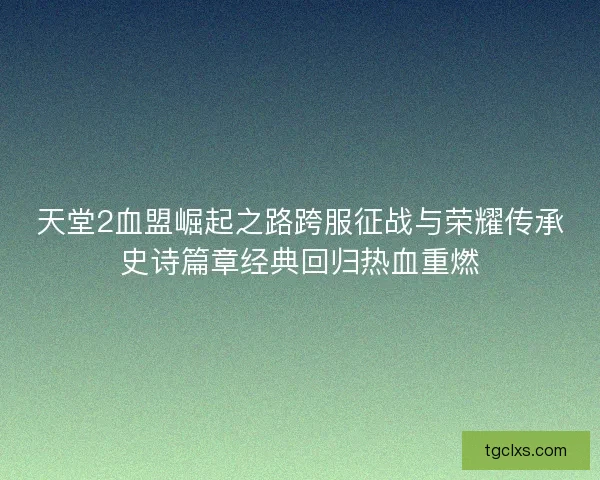 天堂2血盟崛起之路跨服征战与荣耀传承史诗篇章经典回归热血重燃