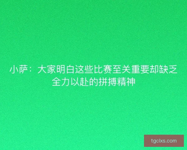 小萨：大家明白这些比赛至关重要却缺乏全力以赴的拼搏精神