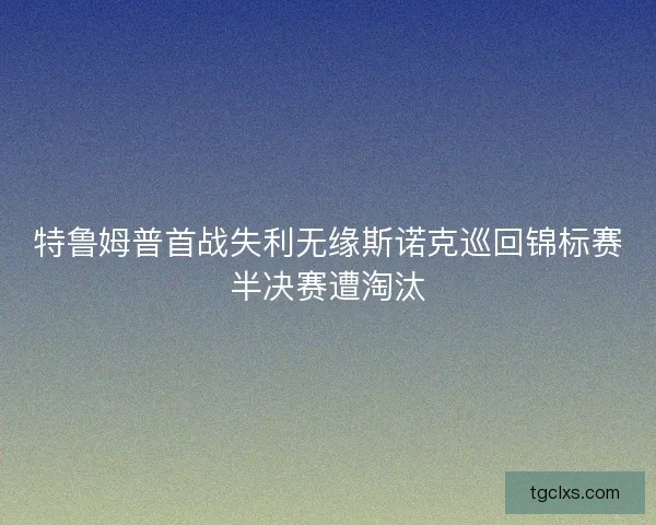 特鲁姆普首战失利无缘斯诺克巡回锦标赛半决赛遭淘汰