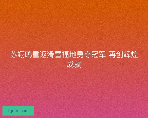 苏翊鸣重返滑雪福地勇夺冠军 再创辉煌成就 苏翊鸣重返滑雪福地勇夺冠军 再创辉煌成就